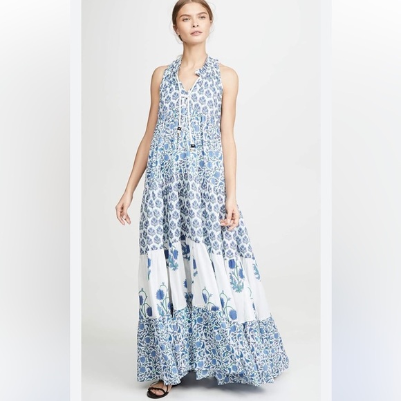 Ro's Garden Dresses & Skirts - Ro’s Garden Sophia Maxi Dress in Floral Cornflower Blue - Size Large